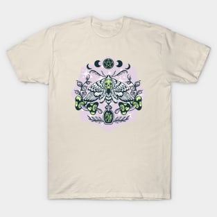 Wicca death moth with magic potion and mushrooms T-Shirt